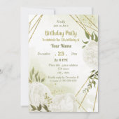 hübsche weiße Blume Grünpflanzen Geburtstagsparty Einladung (Vorderseite)