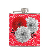 Hübsche, weiße Blume und Polka Dot Design Flachmann (Vorderseite)