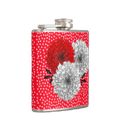 Hübsche, weiße Blume und Polka Dot Design Flachmann (Rechts)