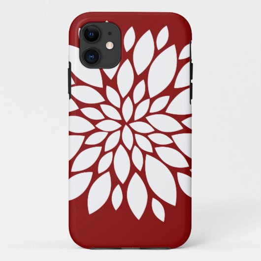 Hübsche weiße Blumen-Blumenblatt-Kunst auf Rot Case-Mate iPhone Hülle (Rückseite)