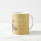 Hübsche Weiße Blumen Braune Sandalen Kaffeetasse (VorderseiteRechts)