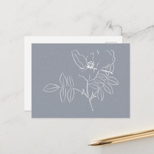 Hübsche weiße Blumen-Doodle Postkarte (Vorderseite/Rückseite Beispiel)