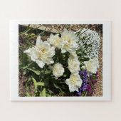 Hübsche weiße Blumen floral Puzzle (Horizontal)