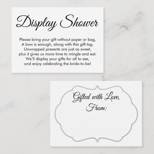 Hübsche, weiße Brautparty-Geschenkkarte Begleitkarte (Vorne/Hinten)