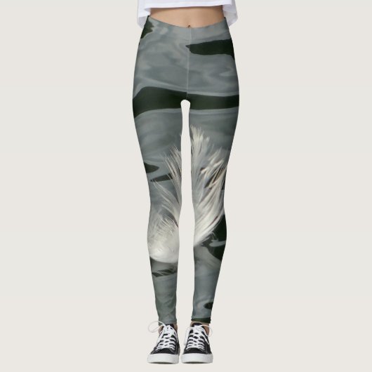 Hübsche weiße Feder Leggings (Vorderseite)