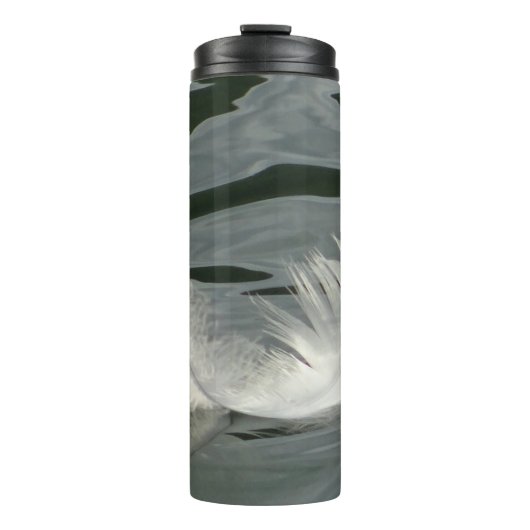 Hübsche weiße Feder Thermosbecher (Vorderseite)