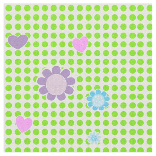 Hübsche weiße Flecken Blume und Herzen der Ditsy Stoff (Nahaufnahme)