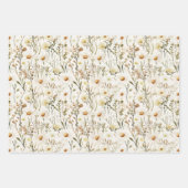 Hübsche weiße Gänseblümchen-Blumen grüner Geburtst Geschenkpapier Set (Vorderseite 3)