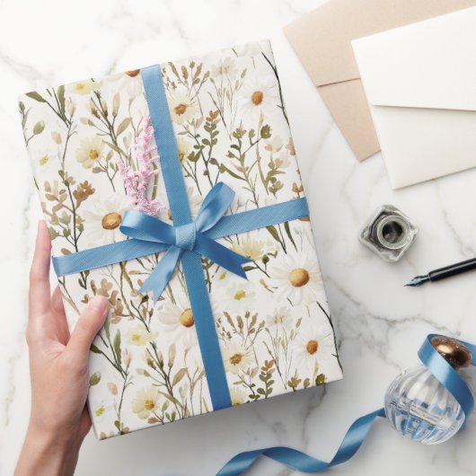 Hübsche weiße Gänseblümchen Geburtstag Geschenkpapier (Schenken)