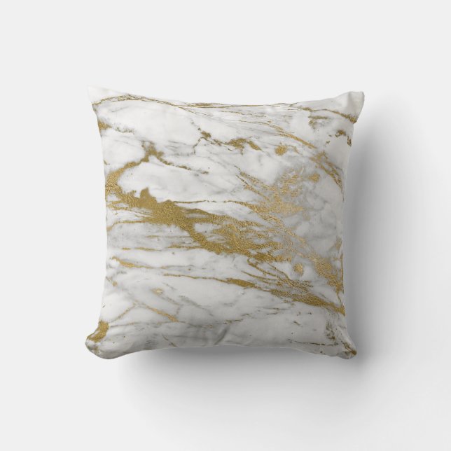 HÜBSCHE WEISSE GOLD MARBLE INSPIRIERT KUSHION KISSEN (Vorderseite)