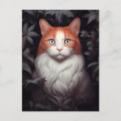 Hübsche weiße Ingwer Katze unter den Blätter Postkarte (Vorderseite)