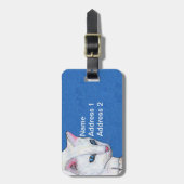 Hübsche weiße Katze Bright Light Blue Augen Gepäckanhänger (Vorderseite vertikal)