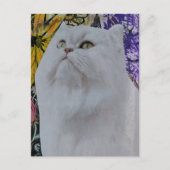 Hübsche weiße Katze in Blumen Collage Postkarte (Vorderseite)