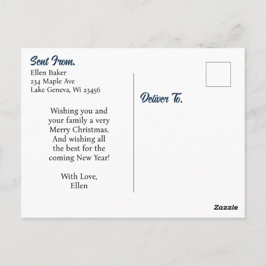 Hübsche Weiße Pferdefarm Personalisiert Weihnachte Postkarte (Rückseite)