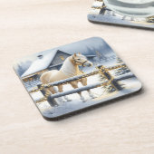 Hübsche Weiße Pferdezucht Weihnachten Personalisie Getränkeuntersetzer (Linke Seite)