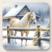 Hübsche Weiße Pferdezucht Weihnachten Personalisie Getränkeuntersetzer (Vorderseite)
