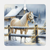 Hübsche Weiße Pferdezucht Weihnachten Personalisie Ornament Aus Metall (Vorderseite)