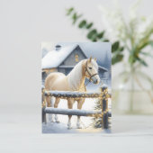 Hübsche Weiße Pferdezucht Weihnachten Personalisie Postkarte (Stehend Vorderseite)
