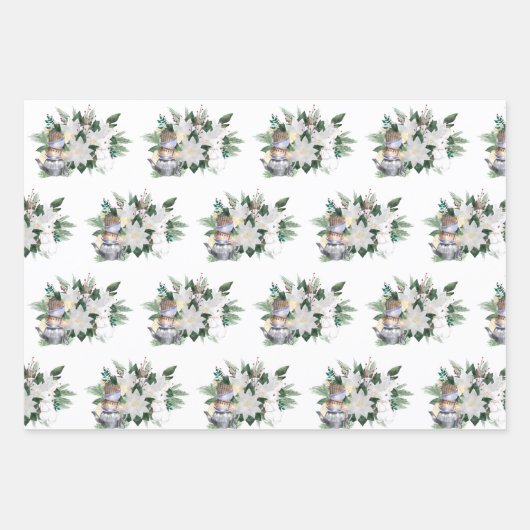 Hübsche Weiße Poinsettia Weihnachten Geschenkpapier Set (Vorderseite 2)