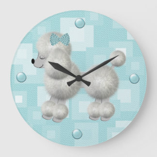 Hübsche weiße Pudel-Wand-Uhr Große Wanduhr