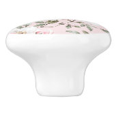 Hübsche weiße rosa Blüten Keramikknauf (Seitenansicht)