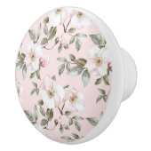 Hübsche weiße rosa Blüten Keramikknauf (Rechts)