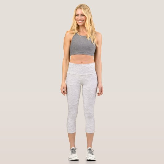 Hübsche weiße Spitzen zart Capri Leggings (Vorderseite)
