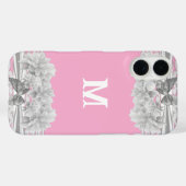 Hübsche weiße Spitzenmonogramm Case-Mate iPhone Hülle (Rückseite (Horizontal))
