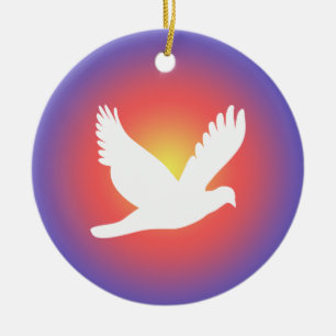 hübsche weiße Taube und Hirsch Weihnachten Keramik Ornament