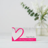 Hübsche weiße Tropfen Pink Herzkalligraphie Nails Visitenkarte (Stehend Vorderseite)