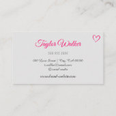 Hübsche weiße Tropfen Pink Herzkalligraphie Nails Visitenkarte (Rückseite)