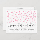 Hübsche, weiße und rosa Herzen Save the Date Ankündigungspostkarte (Vorne/Hinten)