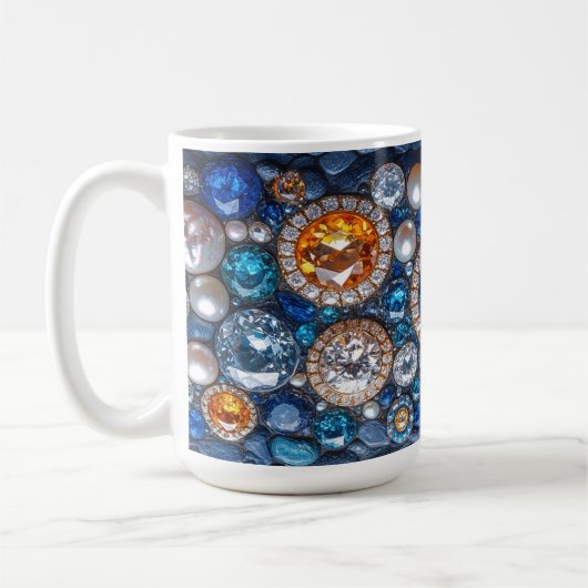 Hübsche Wertvolle Edelsteine Diamanten Perlen Kaffeetasse (Links)