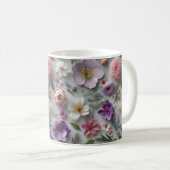 Hübsche whimsical 3D-Wildblume in rosa und Lila Kaffeetasse (VorderseiteRechts)