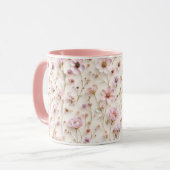 Hübsche whimsical 3D-Wildblume in rosa und lila Tasse (Vorderseite Links)