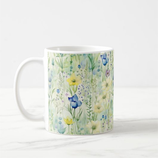 Hübsche Whimsical Boho Wildblume Floral Pastell Kaffeetasse (Links)