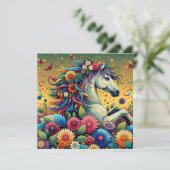 Hübsche Whimsikfarbene Blume und Weißpferd (Stehend Vorderseite)