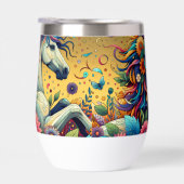 Hübsche Whimsikfarbene Blume und Weißpferd (Rechts)