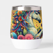 Hübsche Whimsikfarbene Blume und Weißpferd (Rückseite)