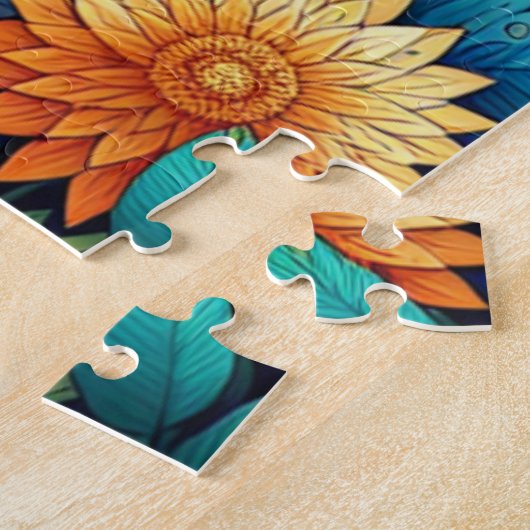 Hübsche Whimsikfarbene Blume und Weißpferd Puzzle (Seite)