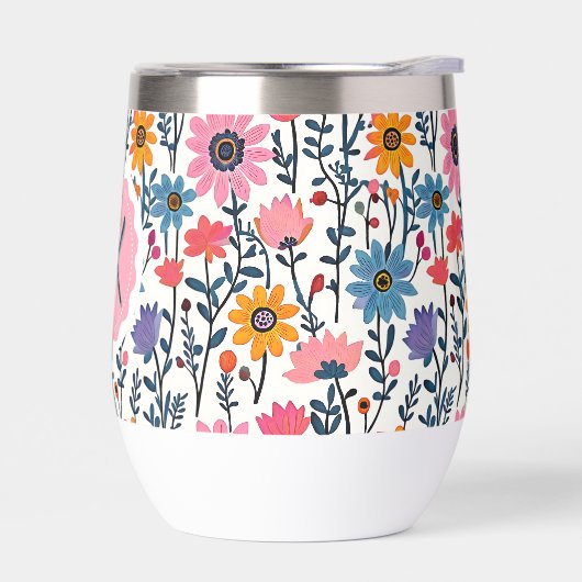 Hübsche Whimsikfarbige Blume Mit Monogramm (Links)