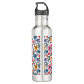 Hübsche Whimsikfarbige Blume Mit Monogramm Edelstahlflasche (Rückseite)