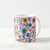 Hübsche Whimsikfarbige Blume Mit Monogramm Kaffeetasse (VorderseiteRechts)