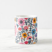 Hübsche Whimsikfarbige Blume Mit Monogramm Kaffeetasse (Mittel)
