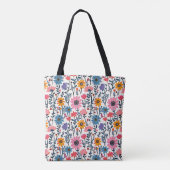 Hübsche Whimsikfarbige Blume Mit Monogramm Tasche (Rückseite)