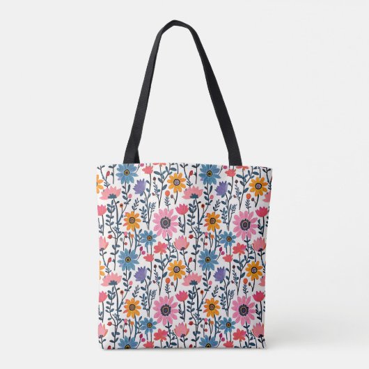 Hübsche Whimsikfarbige Blume Mit Monogramm Tasche (Rückseite)