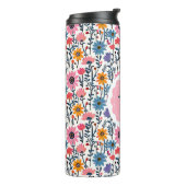 Hübsche Whimsikfarbige Blume Mit Monogramm Thermosbecher (Nach links gedreht)