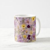 Hübsche whimsistische Wildblume in Rosa und Gelb Kaffeetasse (VorderseiteRechts)