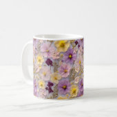 Hübsche whimsistische Wildblume in Rosa und Gelb Kaffeetasse (Vorderseite Links)