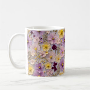 Hübsche whimsistische Wildblume in Rosa und Gelb Kaffeetasse
